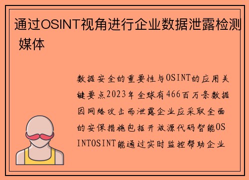 通过OSINT视角进行企业数据泄露检测 媒体